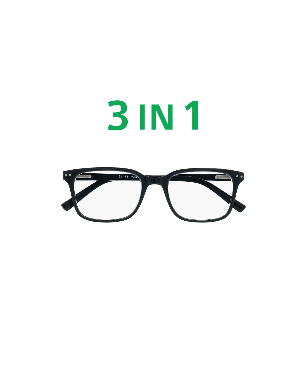 Lunettes de lectures noires -  3IN1 BLACK - innovation par Silac