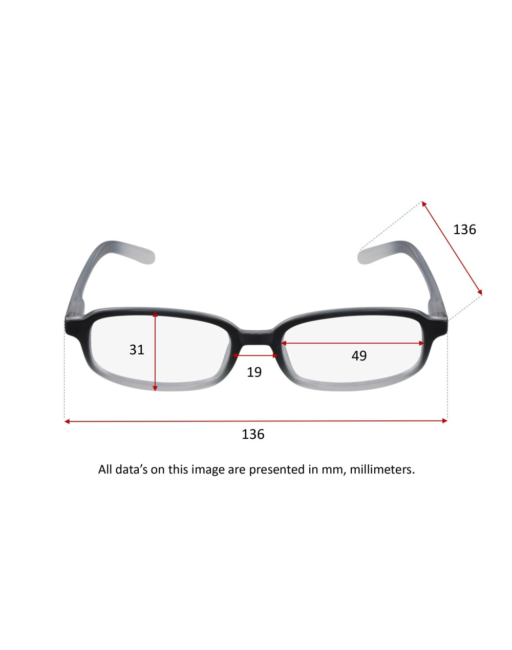 BLUE COLLEGE - High Quality Grey and white Reading Glasses